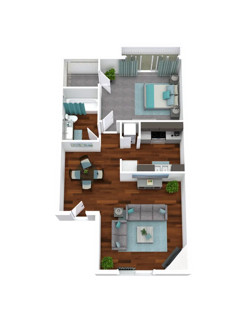 One Bedroom One Bath Floor Plan