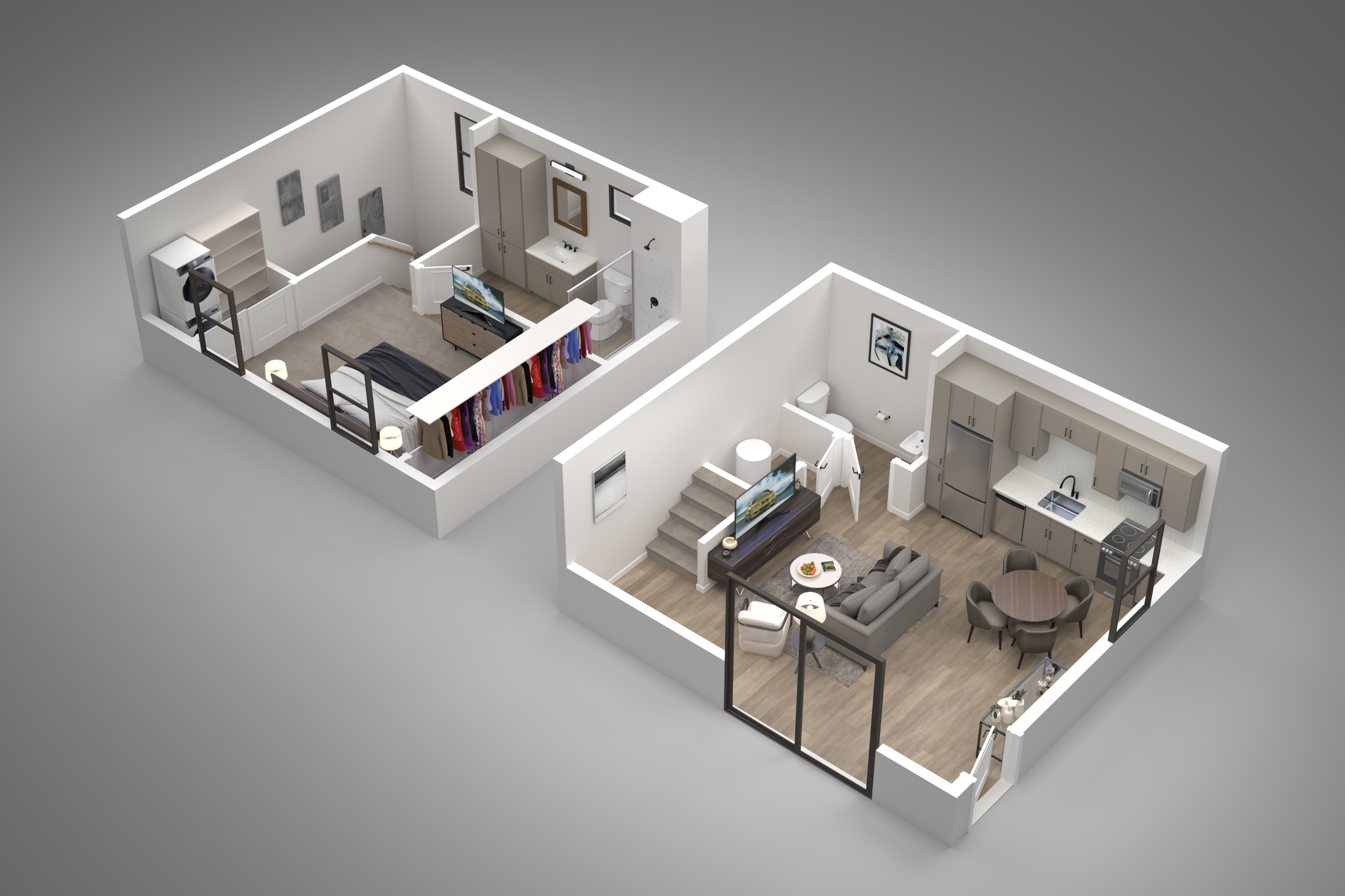 3D apartment layout preview at 2121 Apartments.