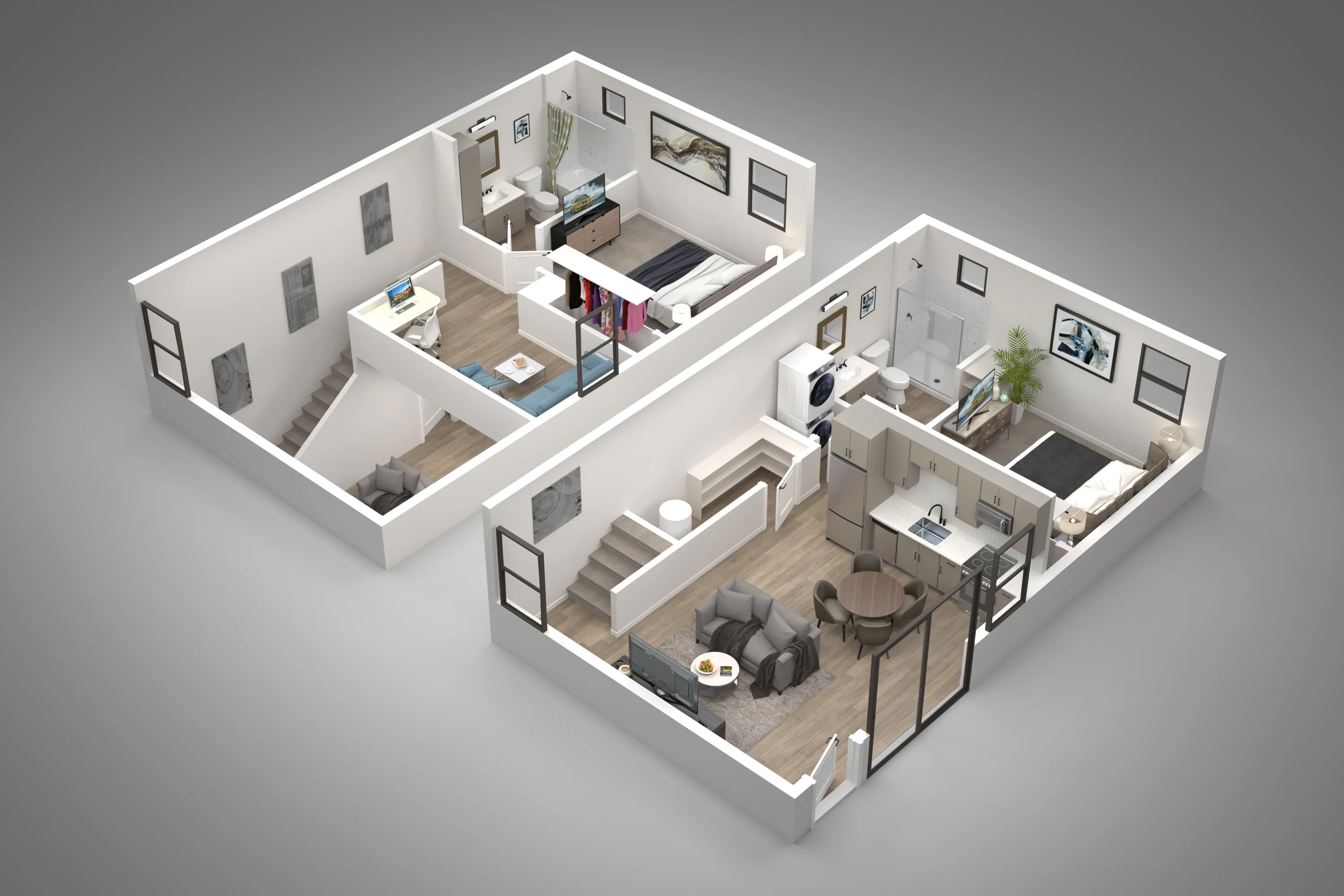 3D apartment layout preview at 2121 Apartments.