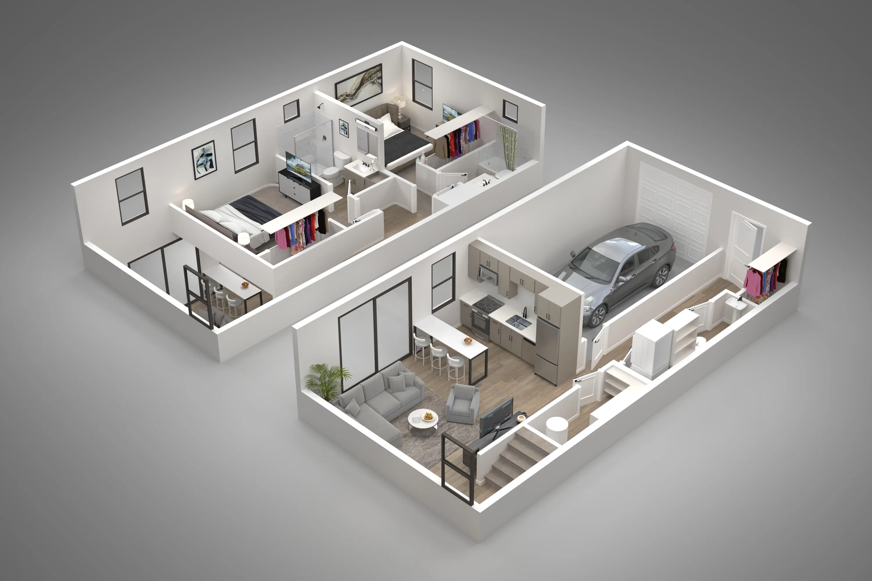 3D apartment layout preview at 2121 Apartments.