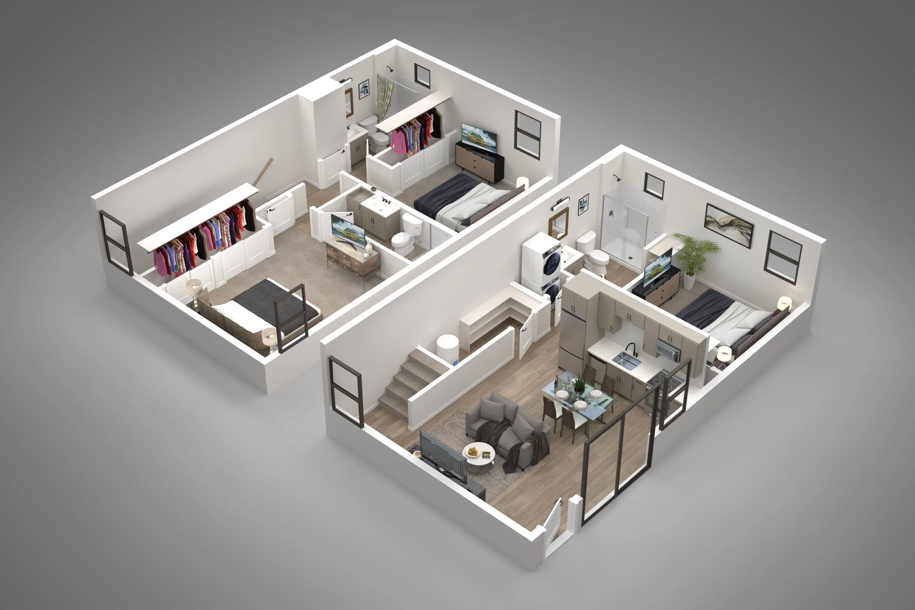 3D apartment layout preview at 2121 Apartments.