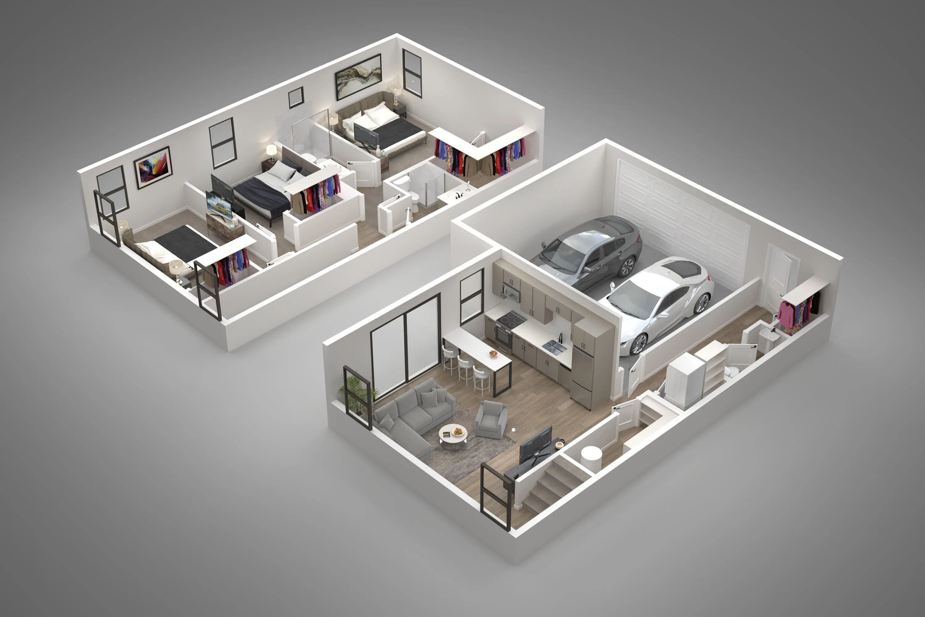 3D apartment layout preview at 2121 Apartments.