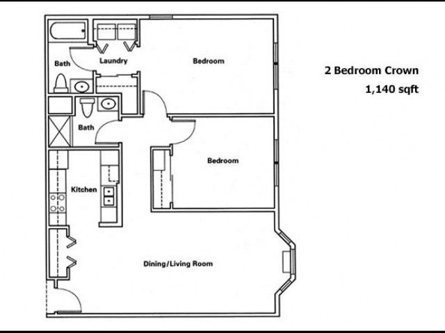 Crown 2 Bed and 2 Bath