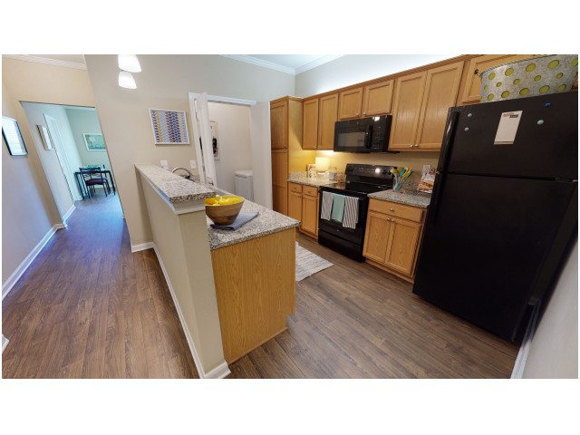 Granite Countertops and Black on Black Appliance Package | Eagle Flatts | Apartments Near Southern Miss