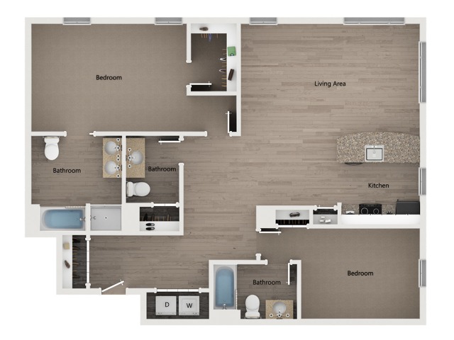 B9.1 Floor Plan | The Standard Bedroom | Akron, OH Apartments