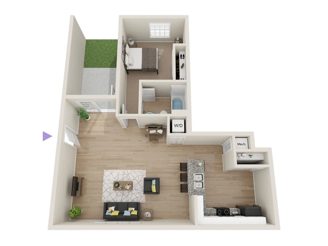 A3 1 Bedroom Floor Plan | The Preserve Murfreesboro | Apartments In Murfreesboro TN