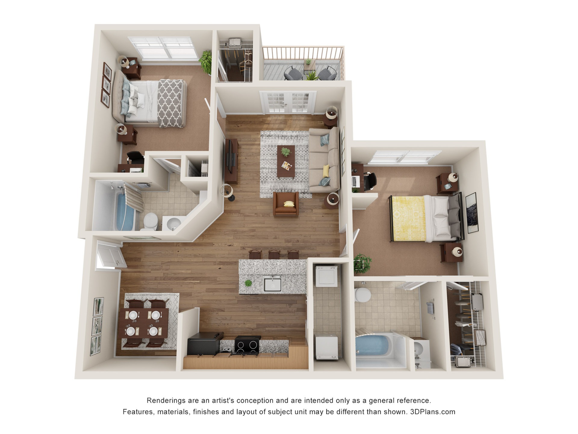 B2 - 2 Bedroom | Floor Plan 3 | Eagle Flatts | Apartments Near USM