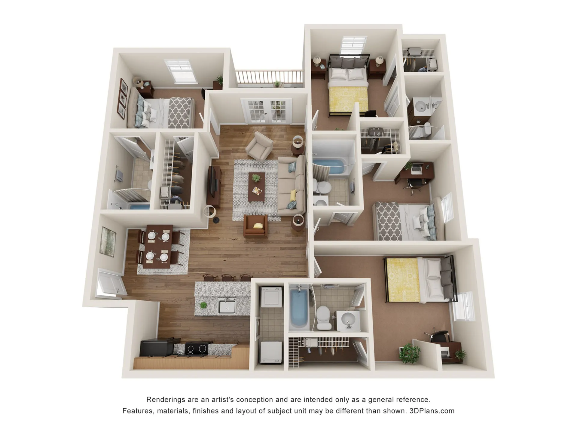 Floor Plans at Eagle Flatts 1, 2 & 4 Bedroom Apartments Near USM