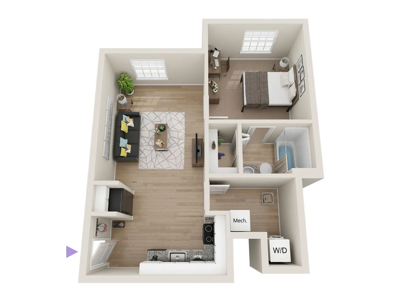 A1 1 Bedroom Floor Plan | The Preserve Murfreesboro | Apartments in Murfreesboro TN