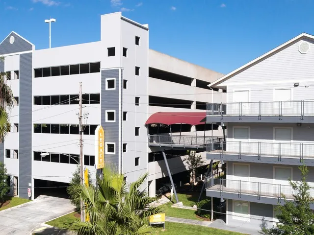 Parking Garage with Sky Bridge Access | Legacy Student Living | FSU Off Campus Apartments