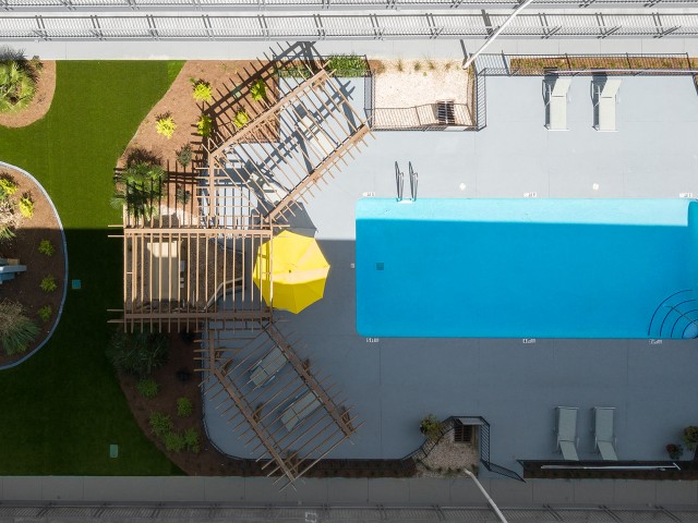 Sundeck with Shade Pergolas |Community Sun Deck | Legacy Student Living | Tallahassee Student Apartments