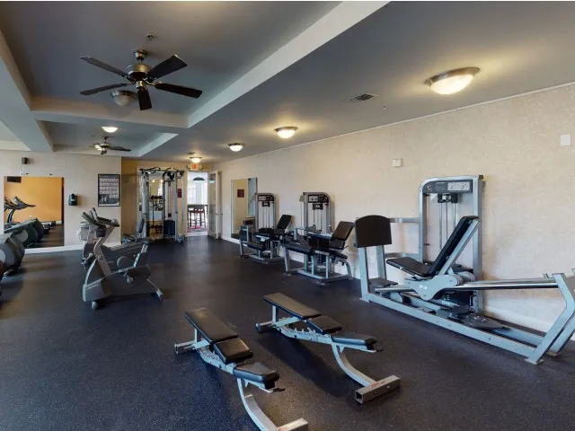 Fitness Center with Free Weights | The Quarters | Student Housing In Lafayette LA
