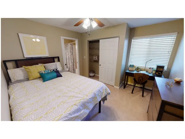 Ceiling Fan with Light Kit in Bedroom | Hawks Landing | Oxford Ohio Apartments
