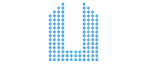 Modern University Plaza Apartments logo featuring a stylized letter 'U' with a dotted design in soothing blue tones.