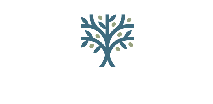Elegant logo depicting a stylized tree with blue branches and green leaves, symbolizing growth and harmony.