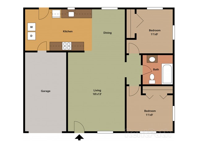 Cherry Lane 2 Bedroom with Garage 2D Floor Plan