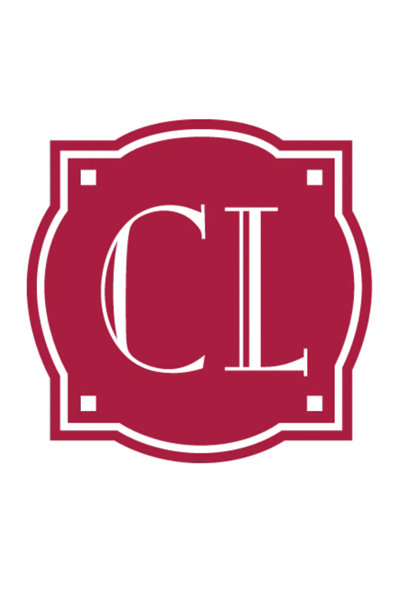 Chesterfield Lofts apartment logo with red CL monogram inside circular emblem, representing upscale living in Chesterfield Village, Springfield MO.