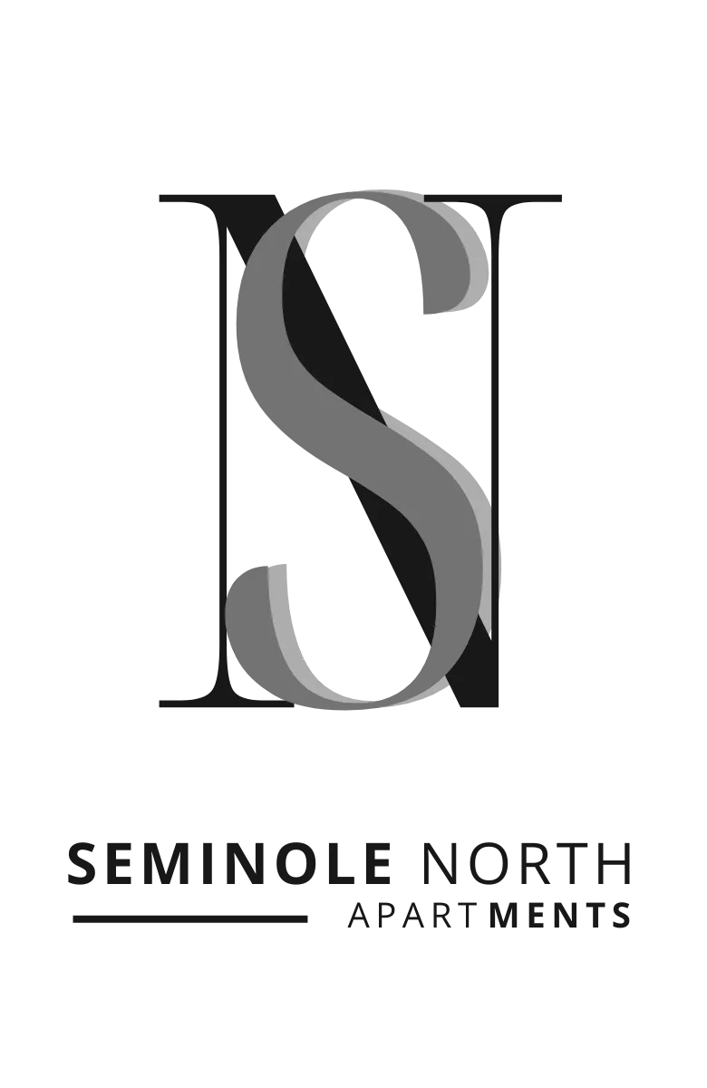 Elegant Seminole North Apartments logo with sophisticated black and gray lettering.