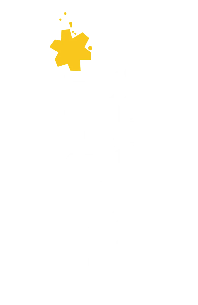 Modern logo for The Field Apartments, featuring bold white typography with a vibrant yellow "sunflower" graphic accent.