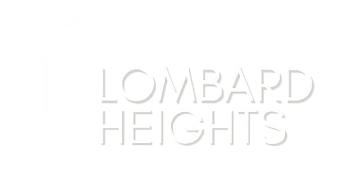 Modern logo for Lombard Heights Apartments with stylized house outline.