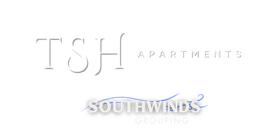 TSH Apartments logo with &ldquo;At Southwinds Grouping&rdquo; tagline in stylized text on a transparent background.