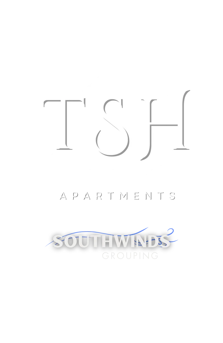 TSH Apartments logo with &ldquo;Apartments at Southwinds Grouping&rdquo; text in white on a transparent background.