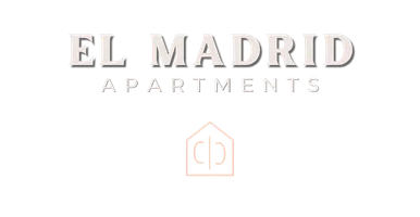 Elegant logo for El Madrid Apartments, Center City Apartment Homes, featuring stylish typography and a chic icon.
