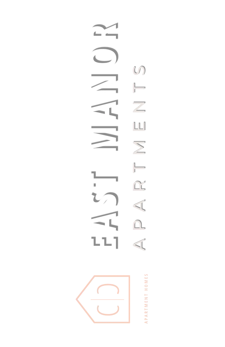 Elegant East Manor Apartments logo with modern design for Center City living.