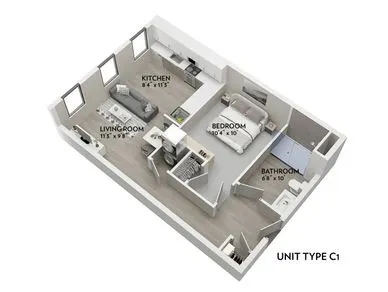 C1 - 608 Sq. Ft.