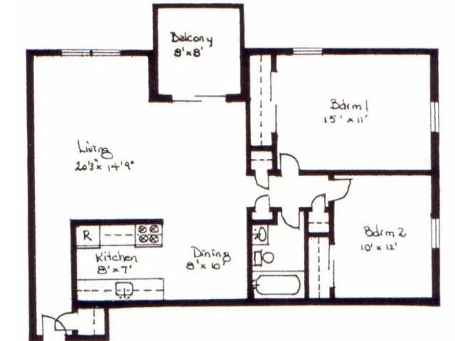 Princeton Apartments - 2-BR Trad.Plus w/Balc (FREE HEAT, HOT WATER & WIFI