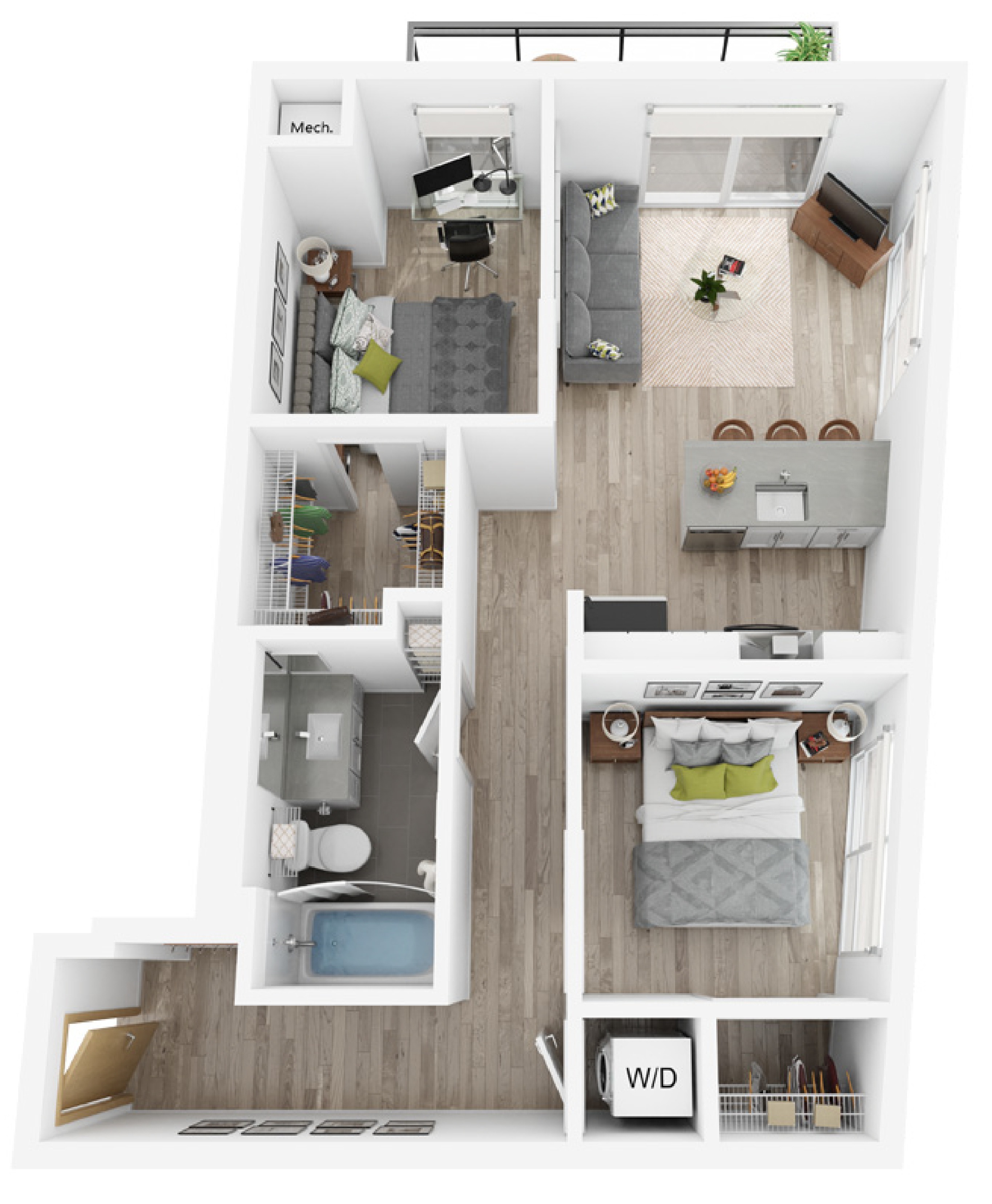 Plan E | 2 bed, 1 bath