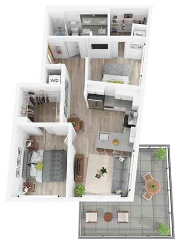 Plan PH1 | 2 bedroom, 1 bath
