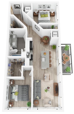 Plan PH3 | 2 bedroom, 1 bath