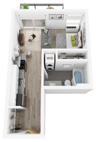 Plan C | studio, 1 bathroom