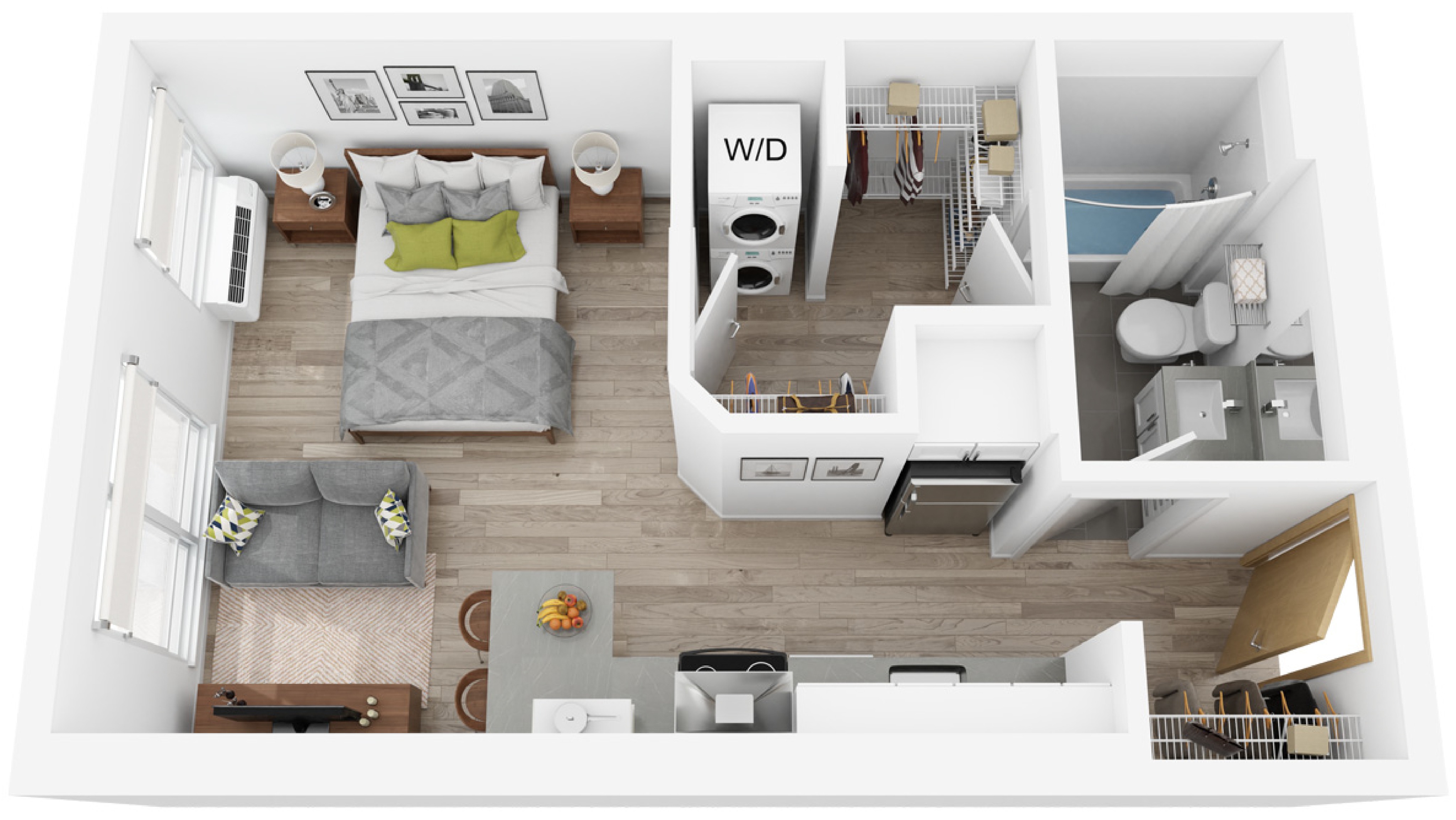 Plan M | studio, 1 bathroom