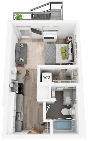 Plan V | studio, 1 bathroom