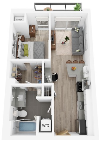 Plan F | 1 bedroom, 1 bathroom