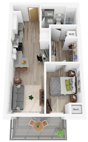 Plan H | 1 bedroom, 1 bathroom