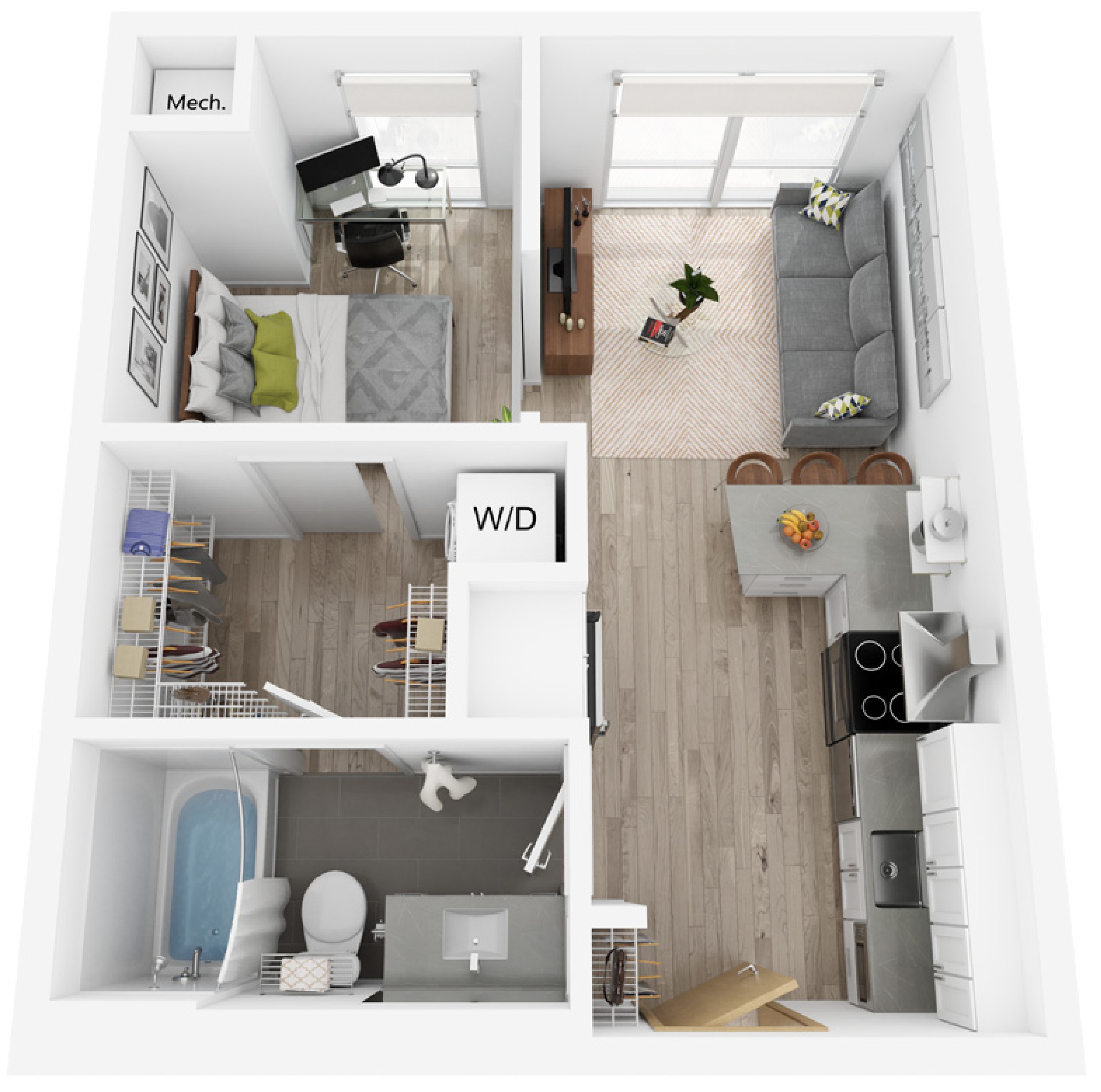 Plan K | 1 bedroom, 1 bathroom