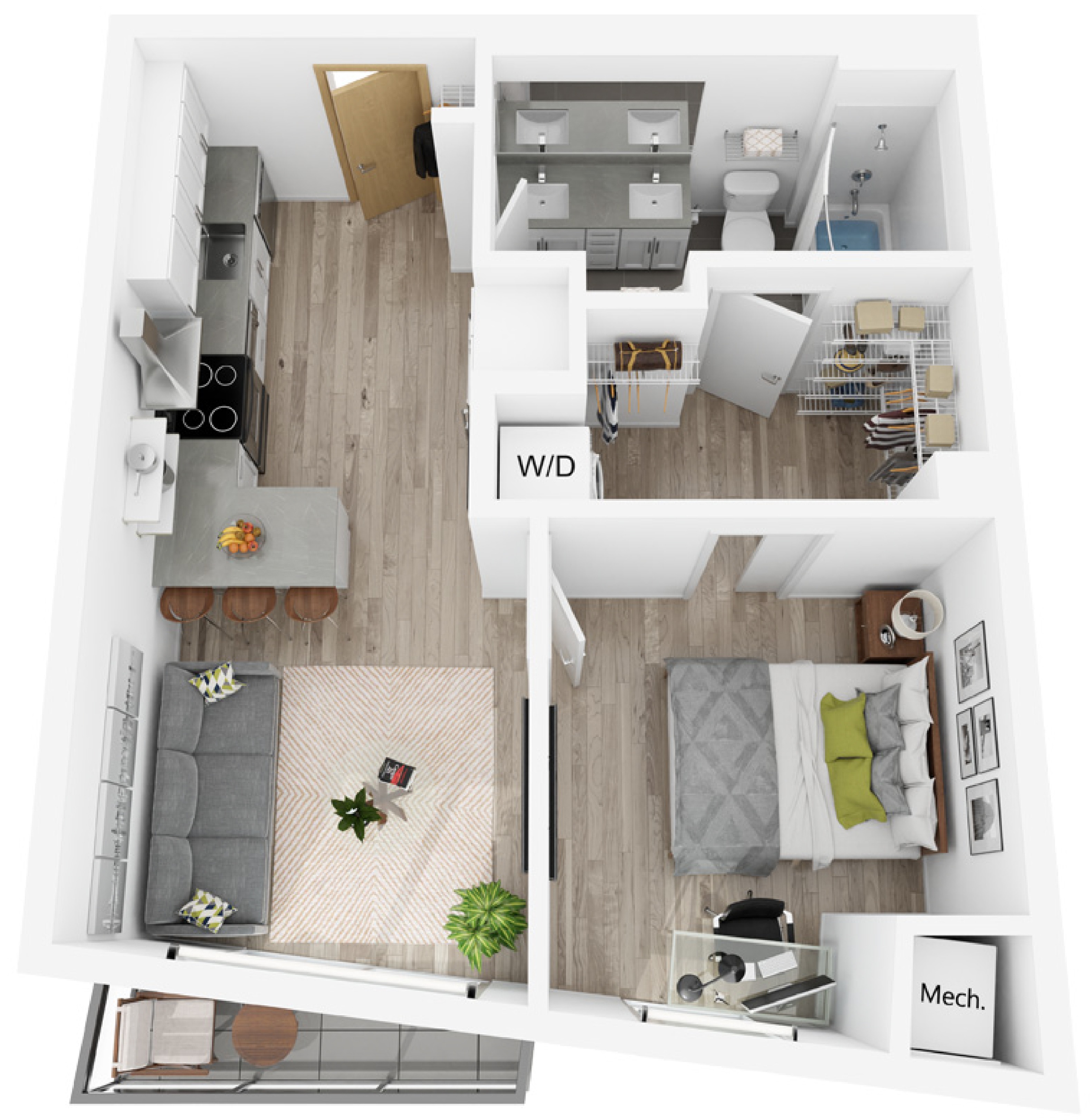 Plan S | 1 bedroom, 1 bathroom
