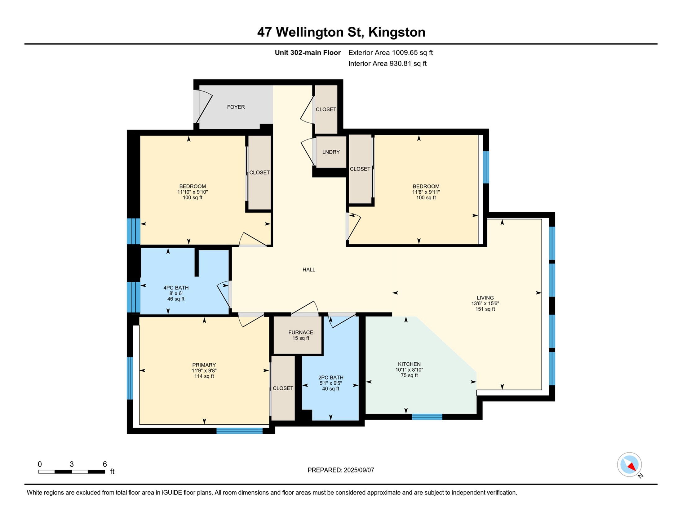Contemporary floor plan at 47 Wellington St, Kingston, featuring 3 bedrooms, a spacious living area, and a modern kitchen. Ample closet space, stylish foyer, and two bathrooms included.