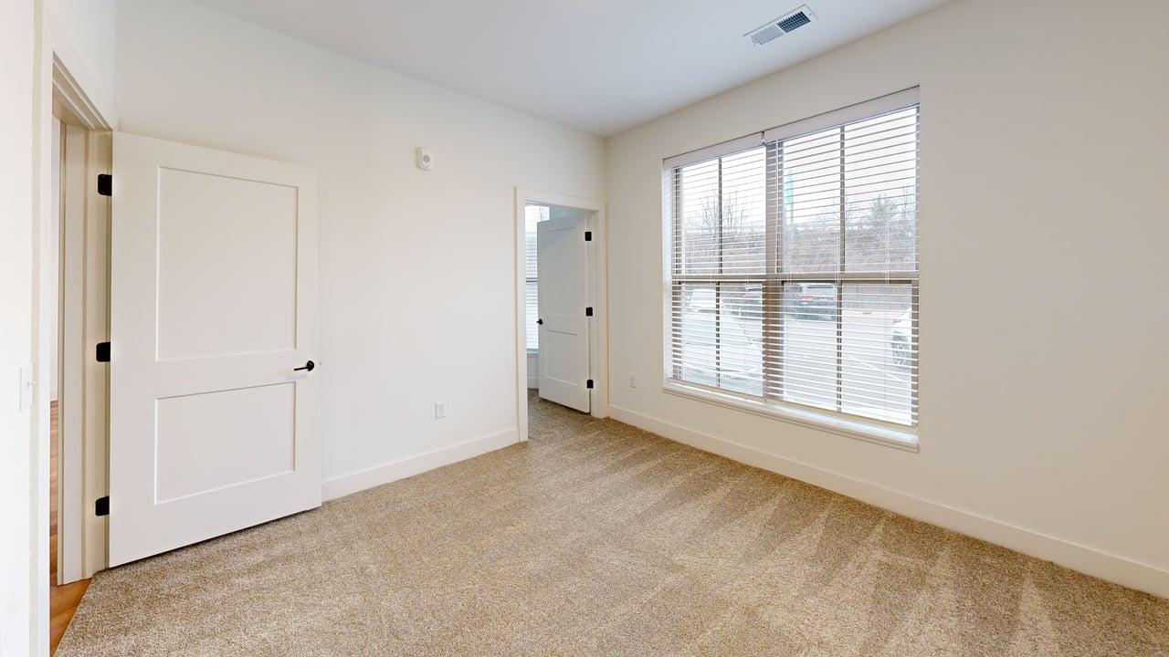 Bright, spacious bedroom with large windows and plush carpeting, offering natural light and inviting ambiance.