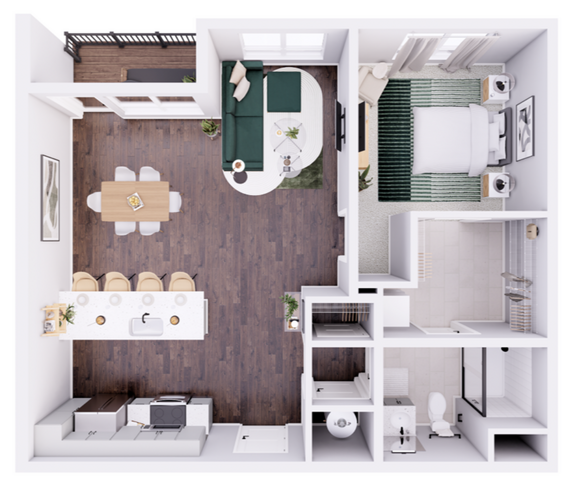 3D Floorplan image - 1B