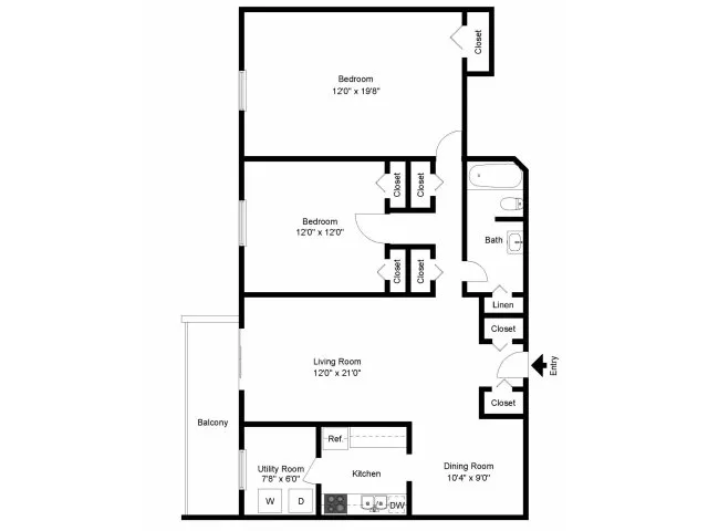 Two bedroom floor plan