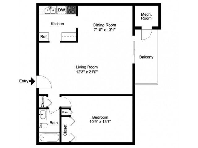 One bedroom floor plan