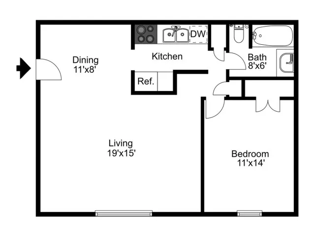 One Bedroom Floorplan