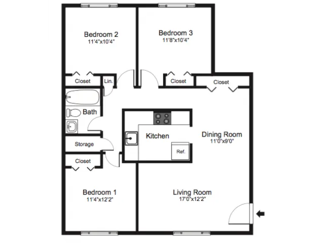 Three bedroom floorplan