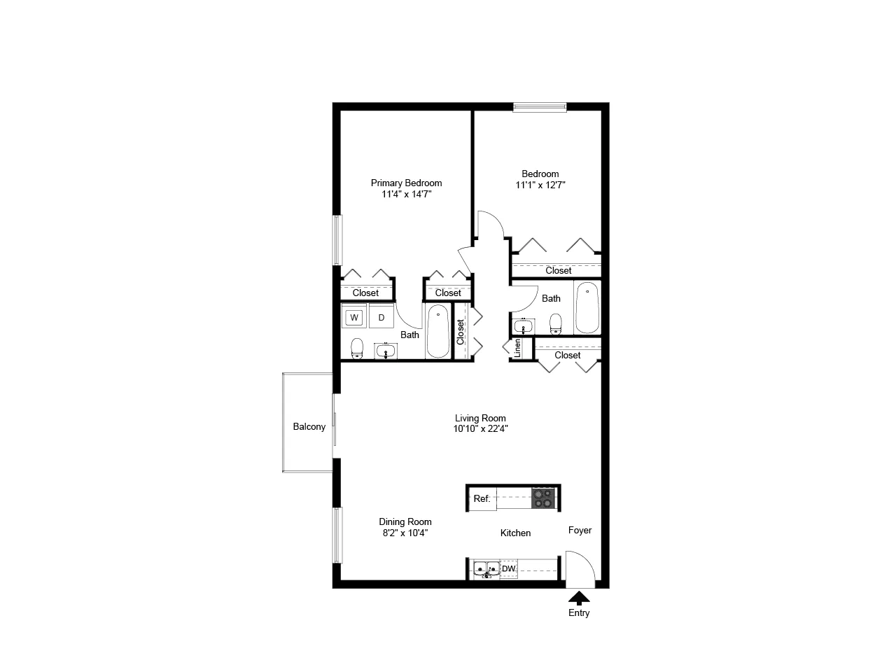 2 bed 2 bath