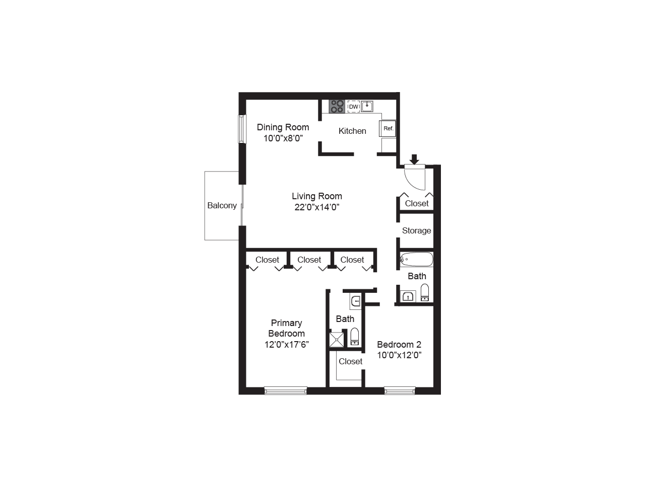 2 bed 2 bath