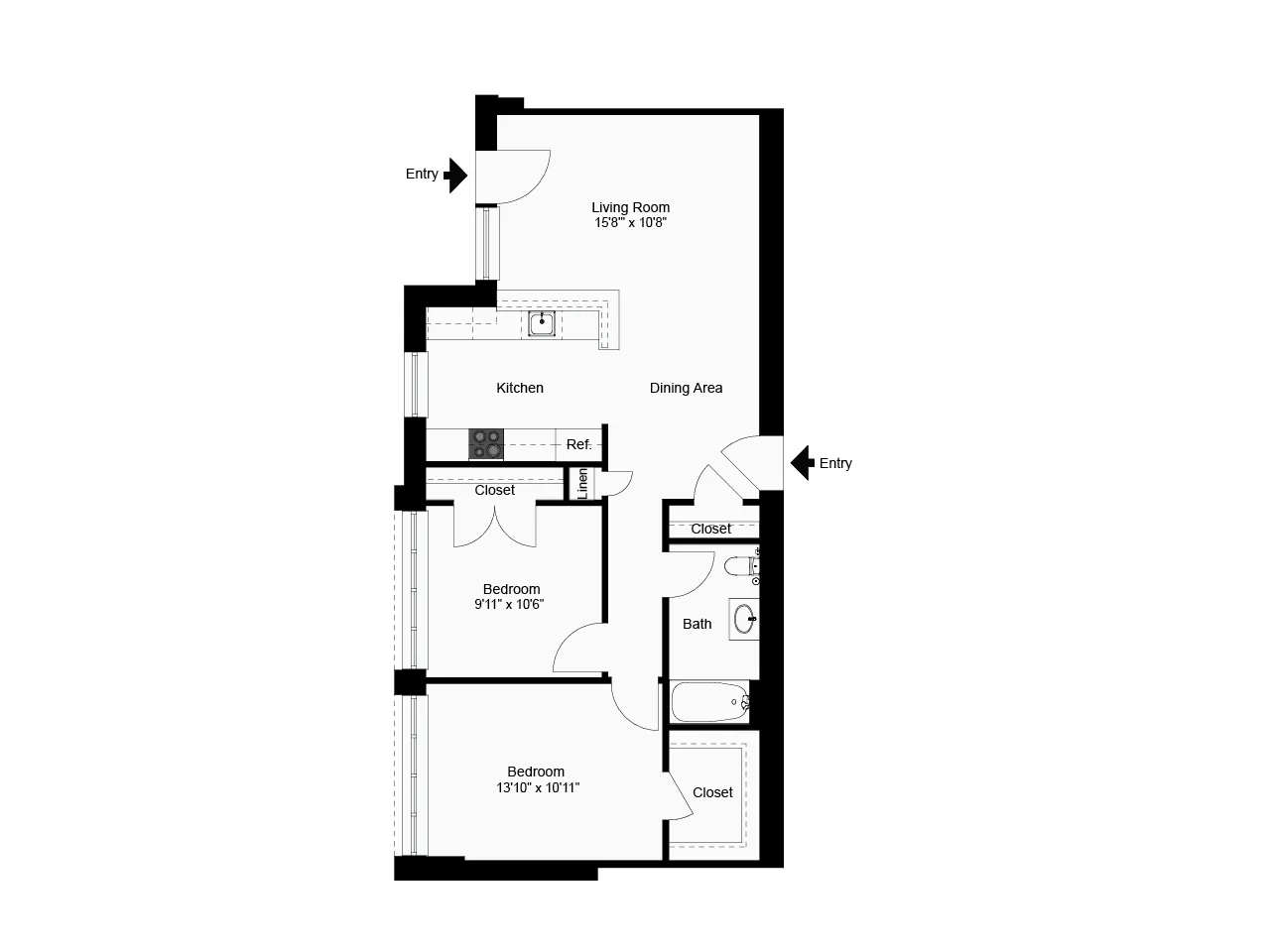 2 bedroom Private Entrance